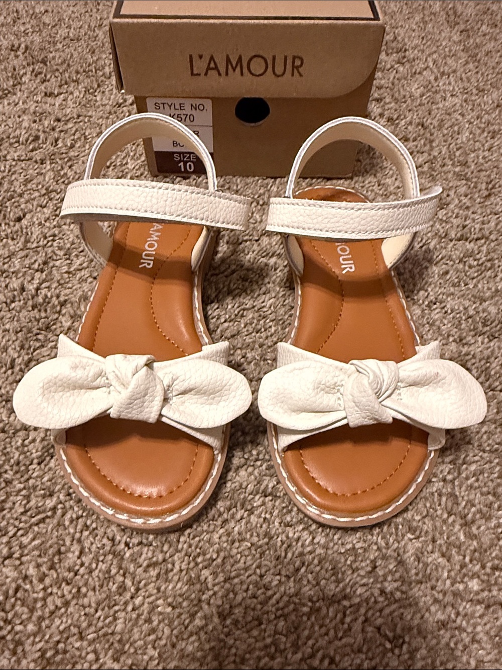 L'Amour White Knot-Front Girls' Sandals